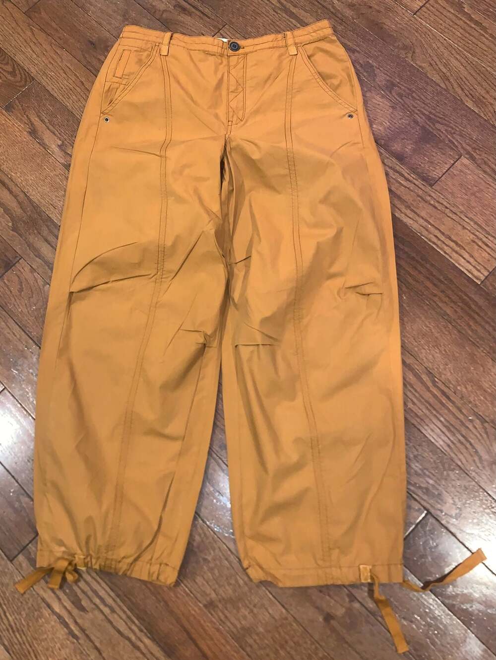 Pilcro Anthropologie Y2K Cropped Utility Pants Orange Wide Leg Size M - Picture 2 of 6